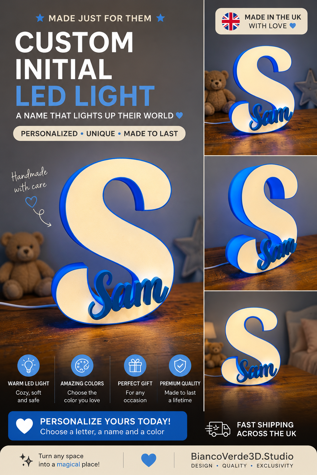 LumiNames – Personalised Illuminated Letter & Name Light