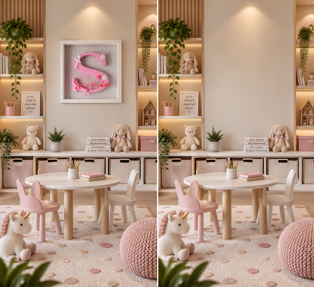 Personalised 3D Name Frame for Children - Custom Initial & Theme