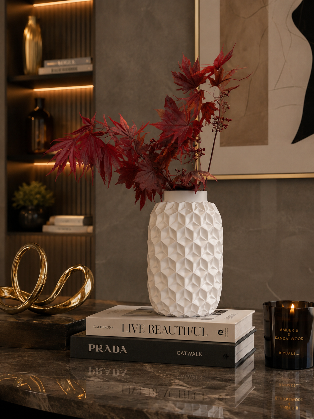 Organic Ripple Sculptural Vase | Premium 3D Printed Textured Flower Art