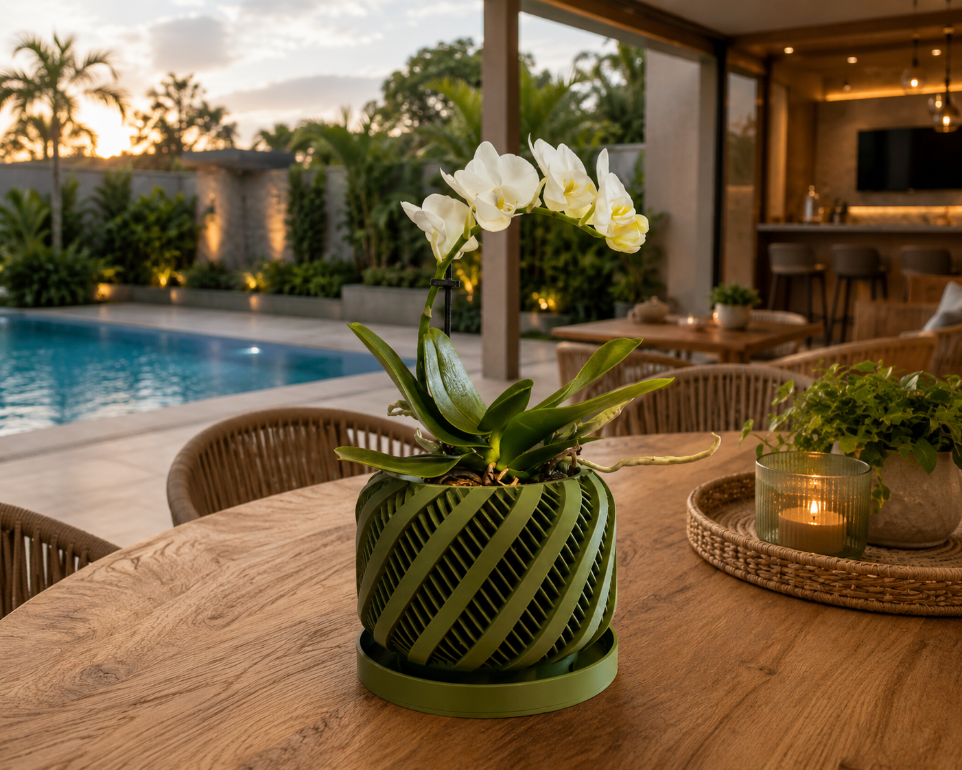 Arno Orchid Pot with Drainage Tray - Premium Ventilation Planter for Healthy Roots