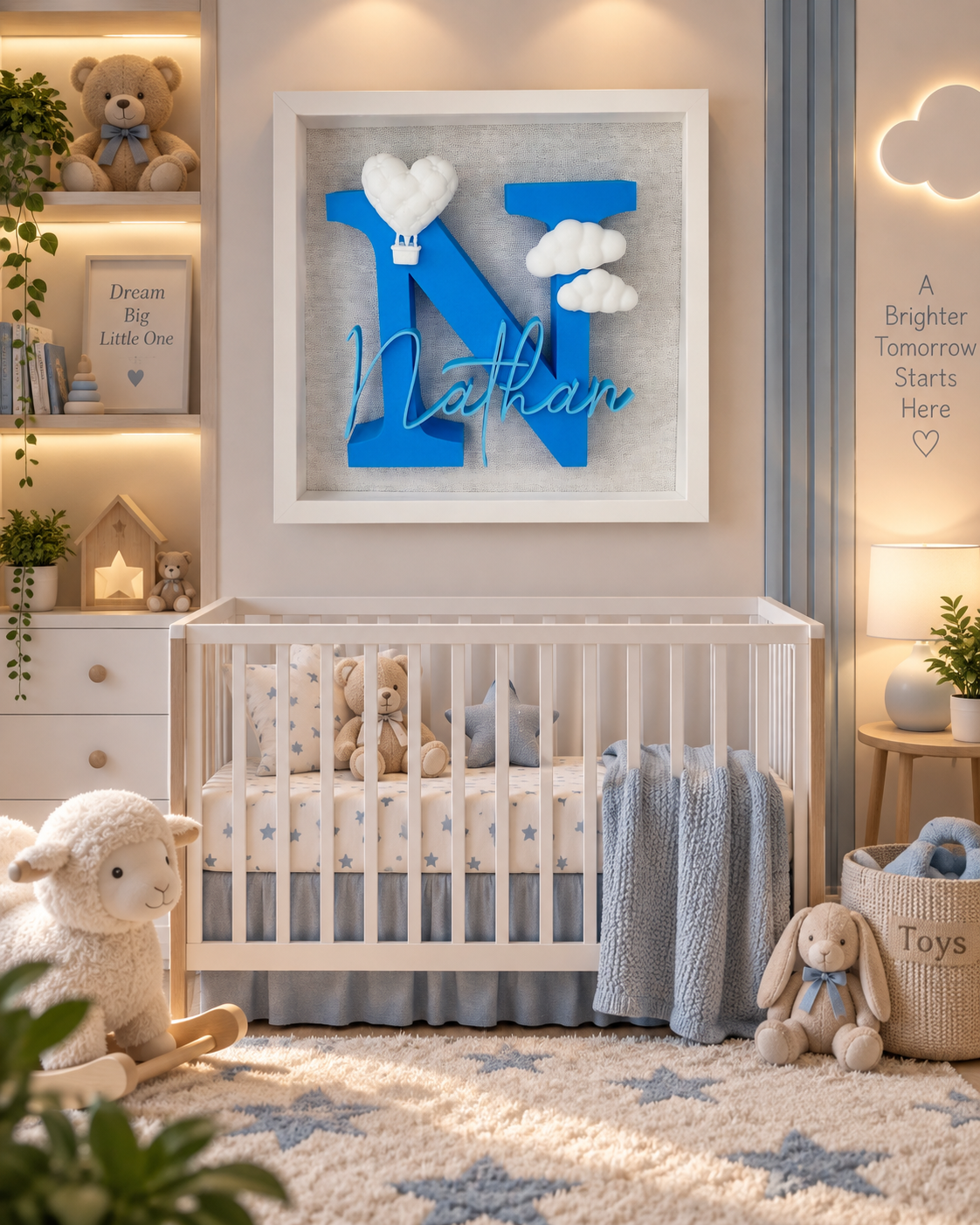 Personalised 3D Name Frame for Children - Custom Initial & Theme
