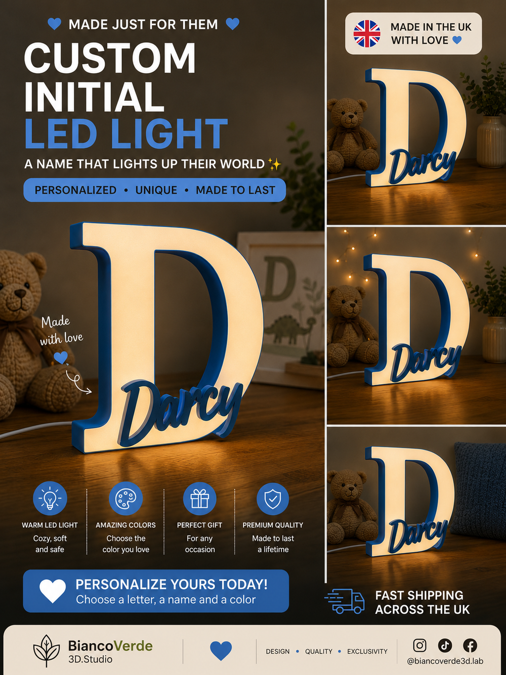 LumiNames – Personalised Illuminated Letter & Name Light
