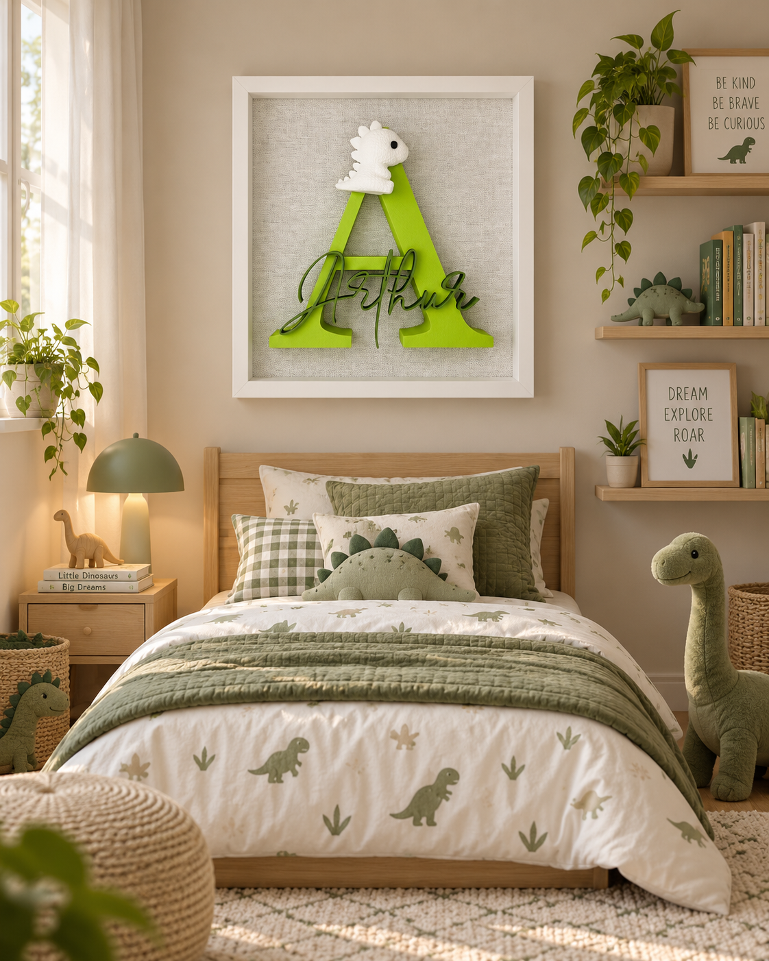 Personalised 3D Name Frame for Children - Custom Initial & Theme