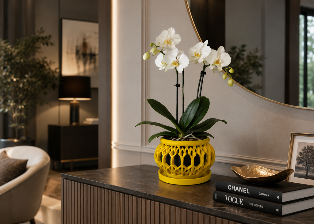 Modern Luxe Orchid Pot | Elegant Geometric Planter