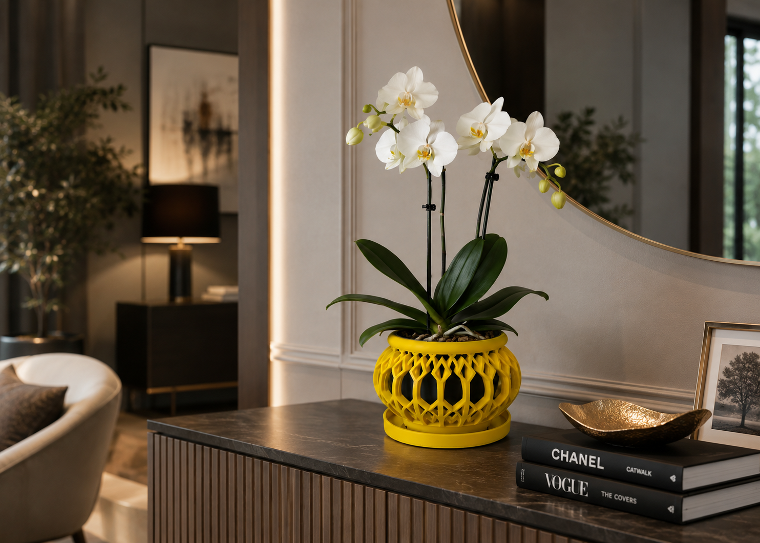 Modern Luxe Orchid Pot | Elegant Geometric Planter