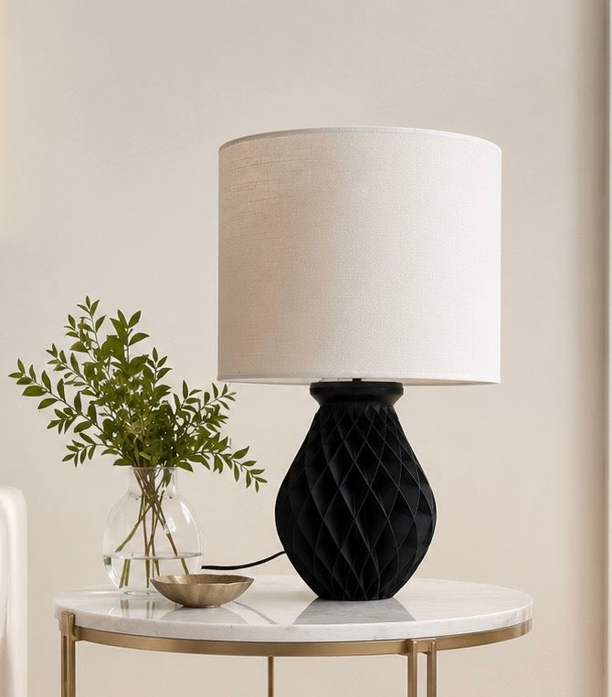 Konio Lamp – 3D Printed Parametric Table Lamp | Matte Black | Modern Home Decor
