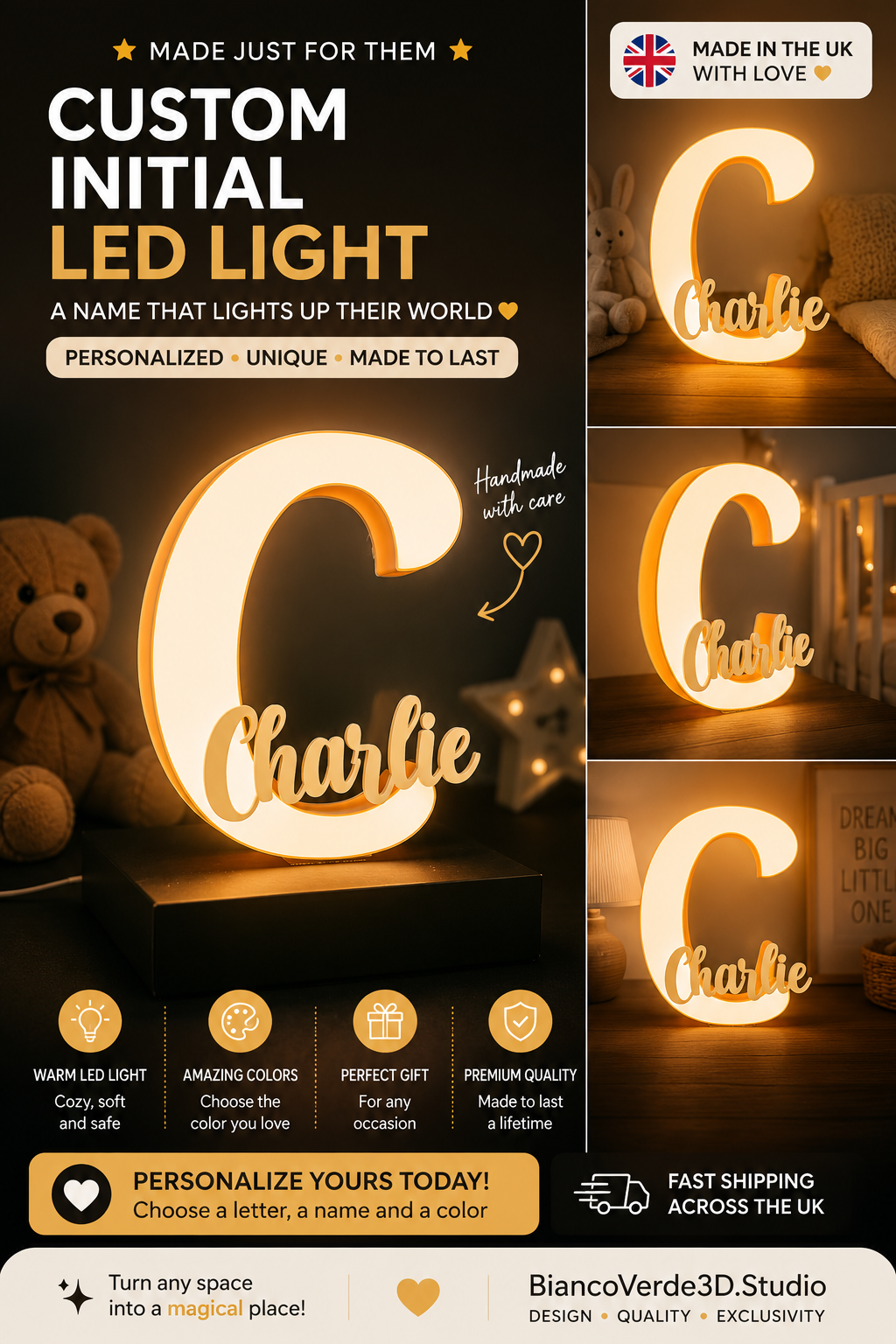 LumiNames – Personalised Illuminated Letter & Name Light