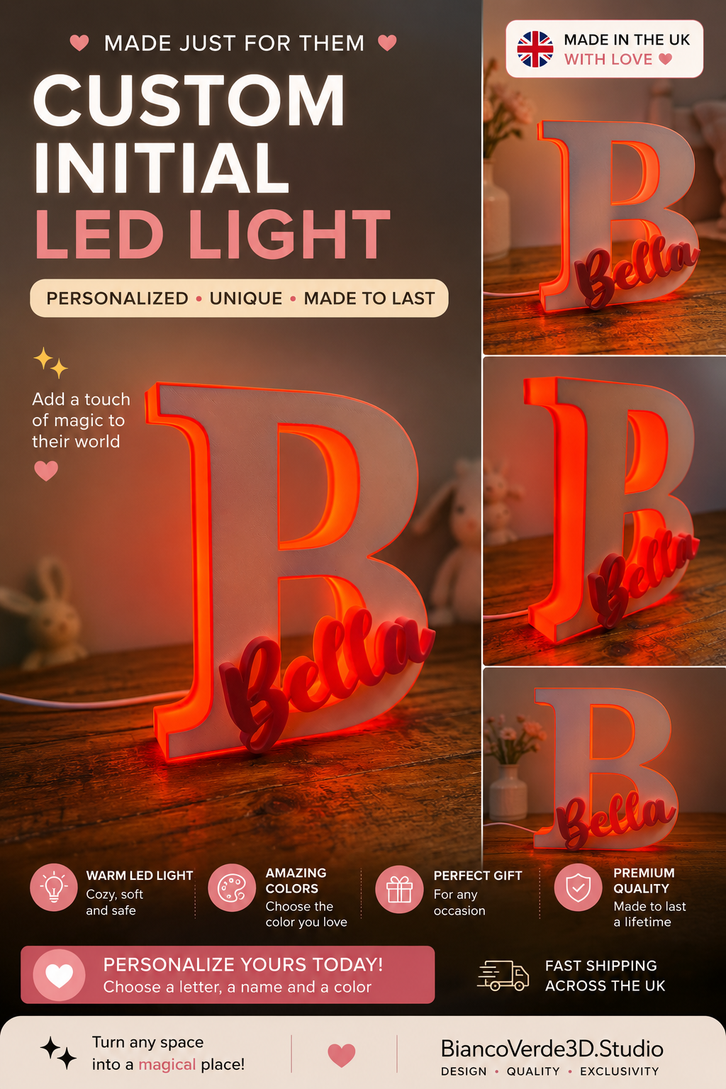 LumiNames – Personalised Illuminated Letter & Name Light