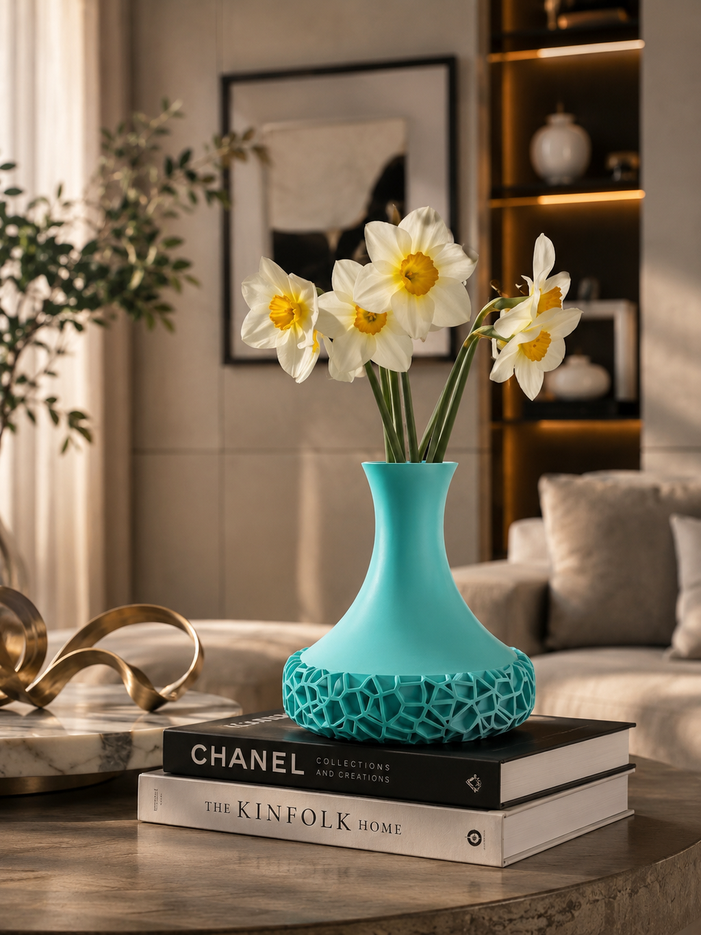 Vomo Flower Vase - Elegant 3D Printed Flower Pot with Textured Base