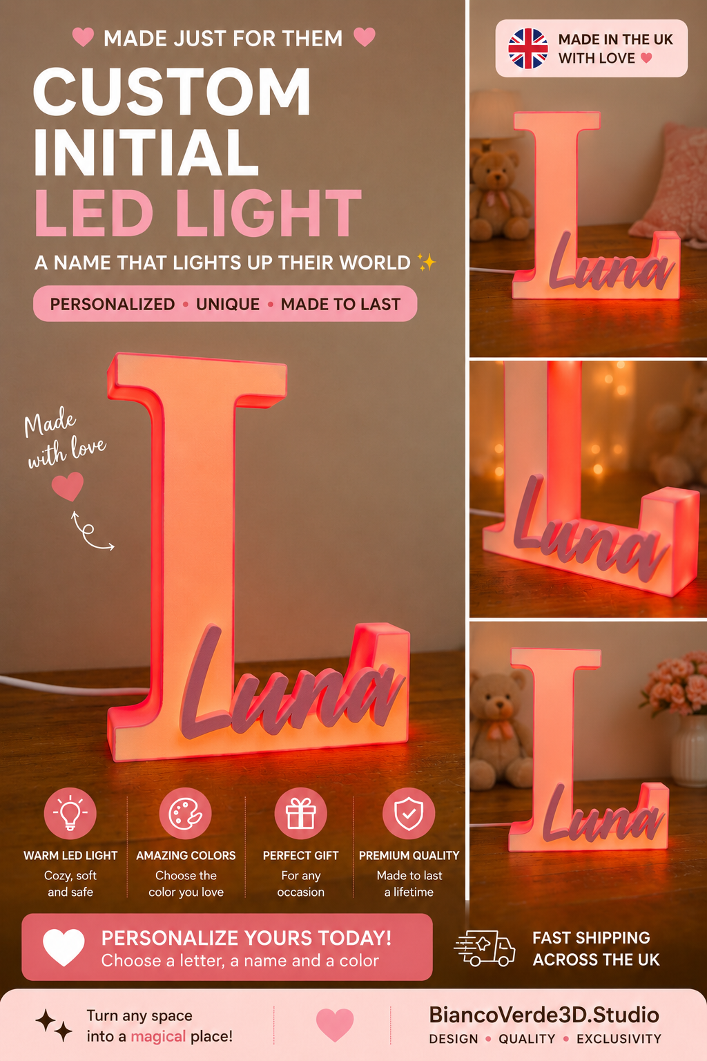 LumiNames – Personalised Illuminated Letter & Name Light
