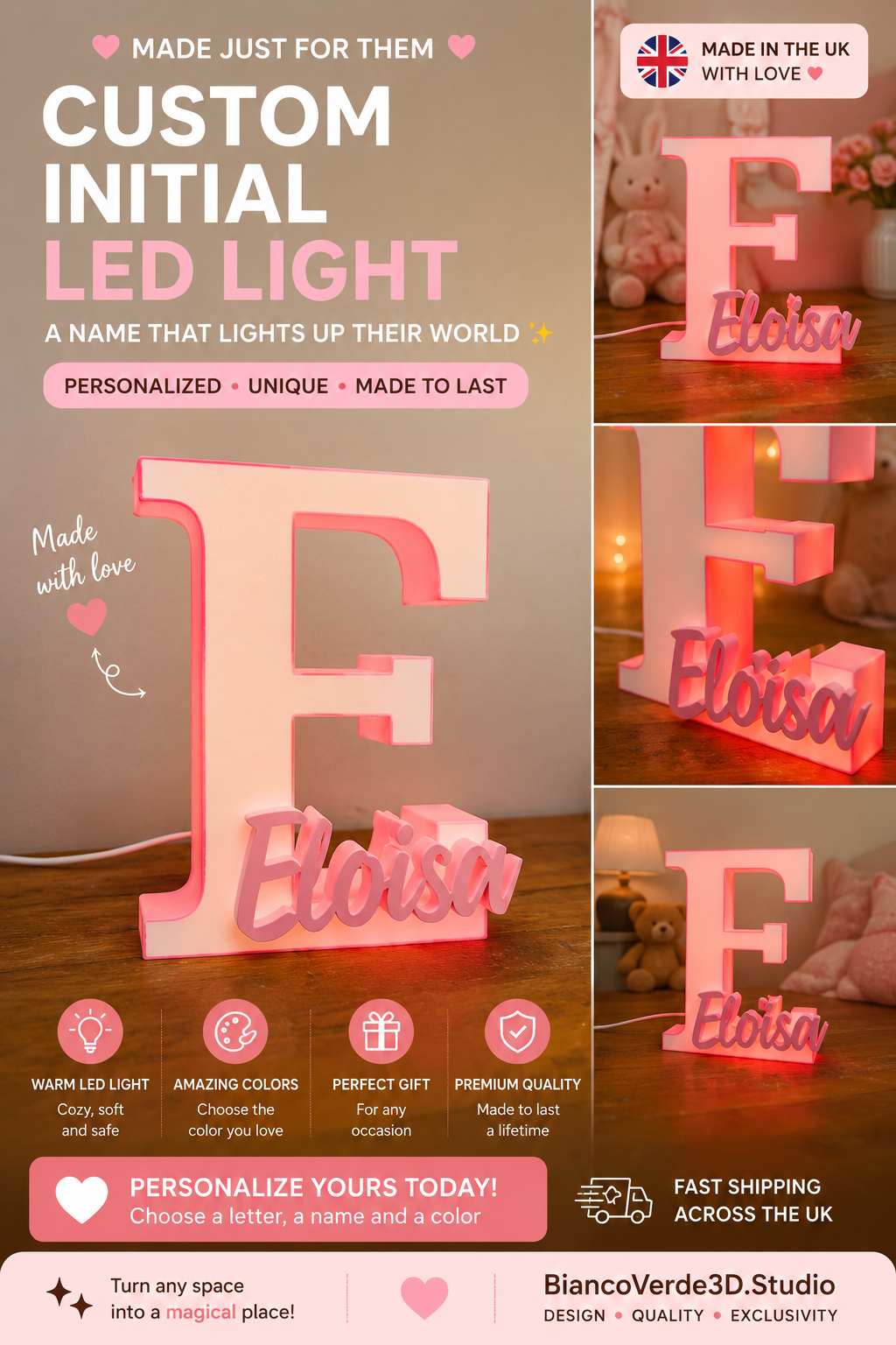 LumiNames – Personalised Illuminated Letter & Name Light