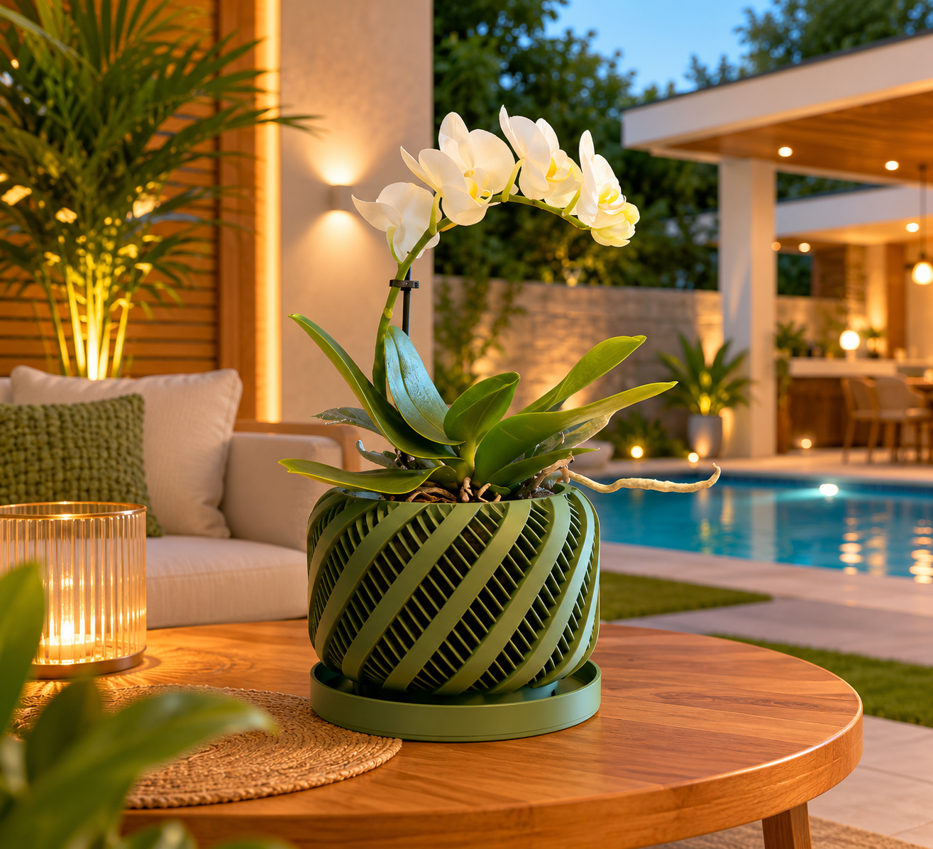 Arno Orchid Pot with Drainage Tray - Premium Ventilation Planter for Healthy Roots