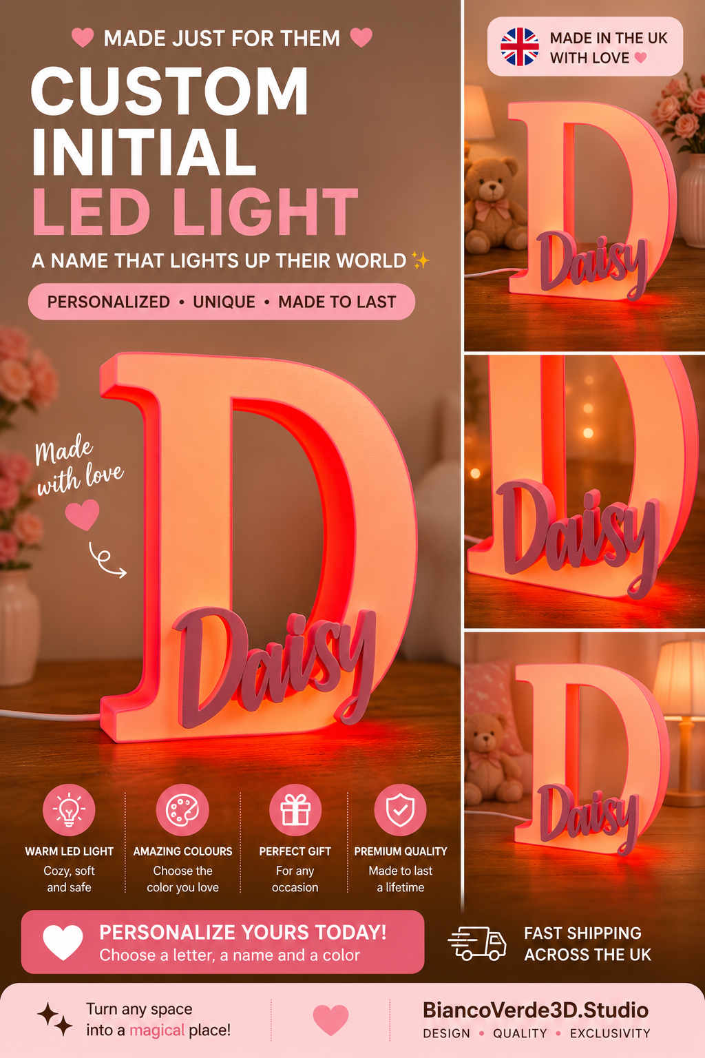LumiNames – Personalised Illuminated Letter & Name Light