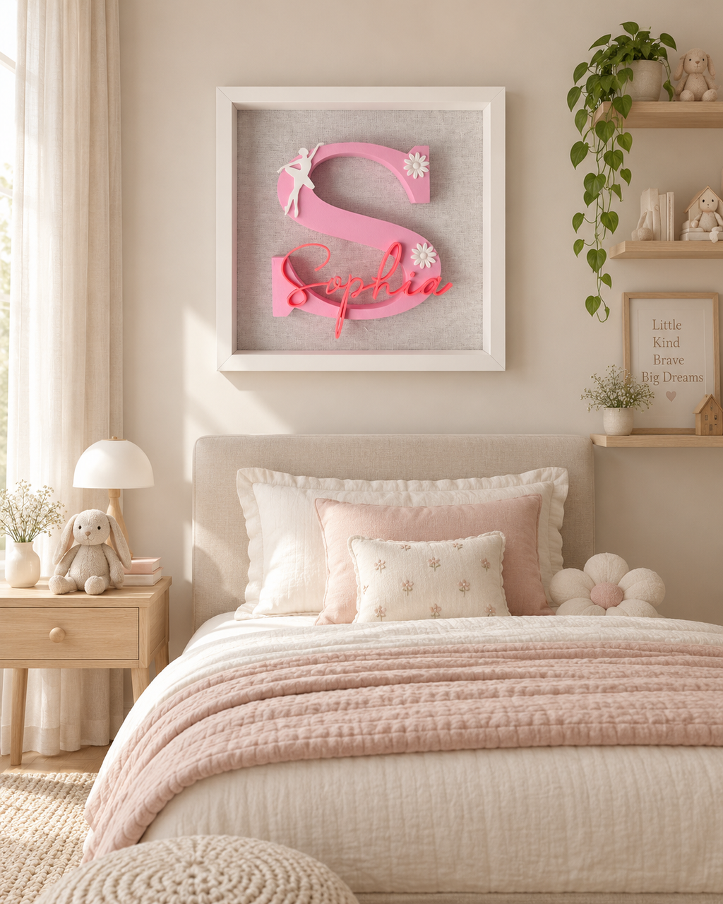 Personalised 3D Name Frame for Children - Custom Initial & Theme