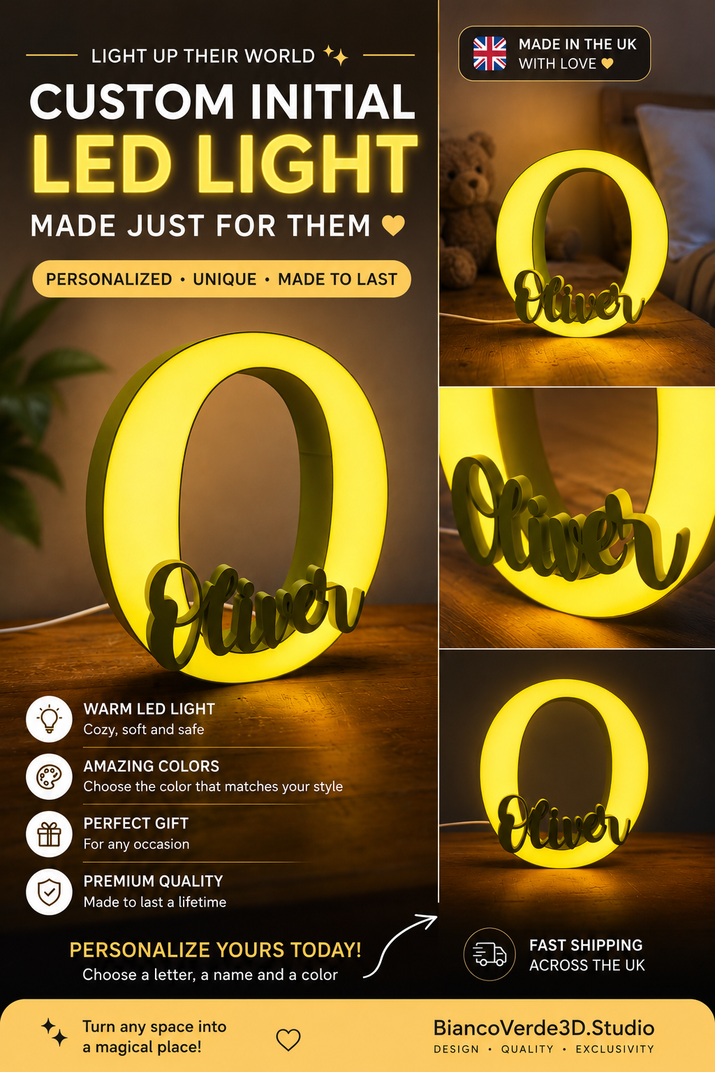LumiNames – Personalised Illuminated Letter & Name Light