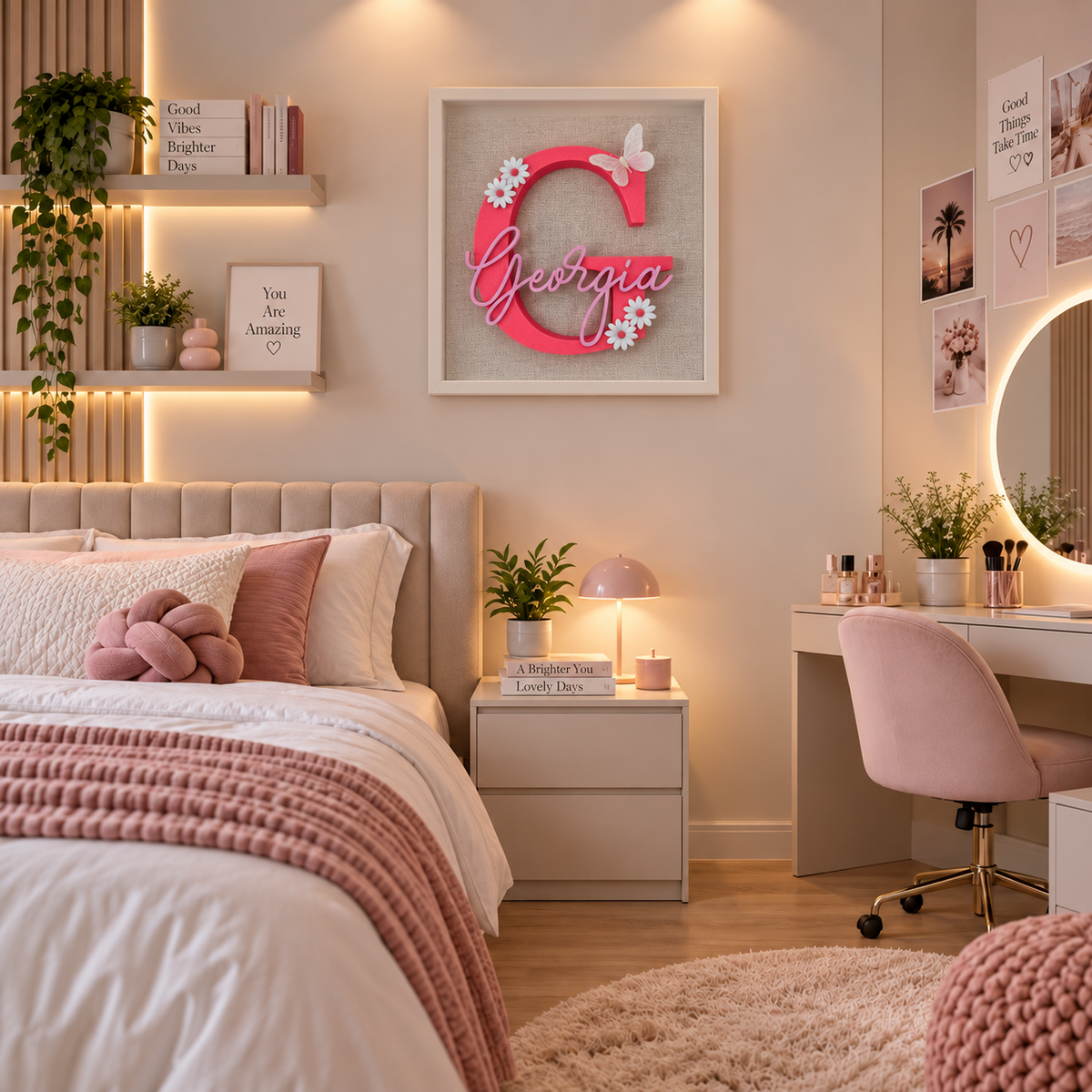Personalised 3D Name Frame for Children - Custom Initial & Theme
