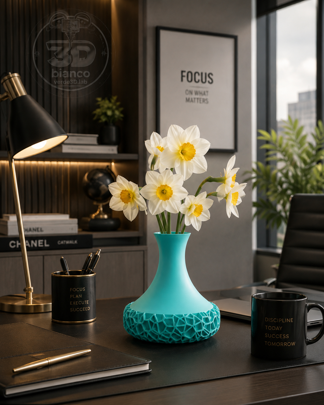 Vomo Flower Vase - Elegant 3D Printed Flower Pot with Textured Base