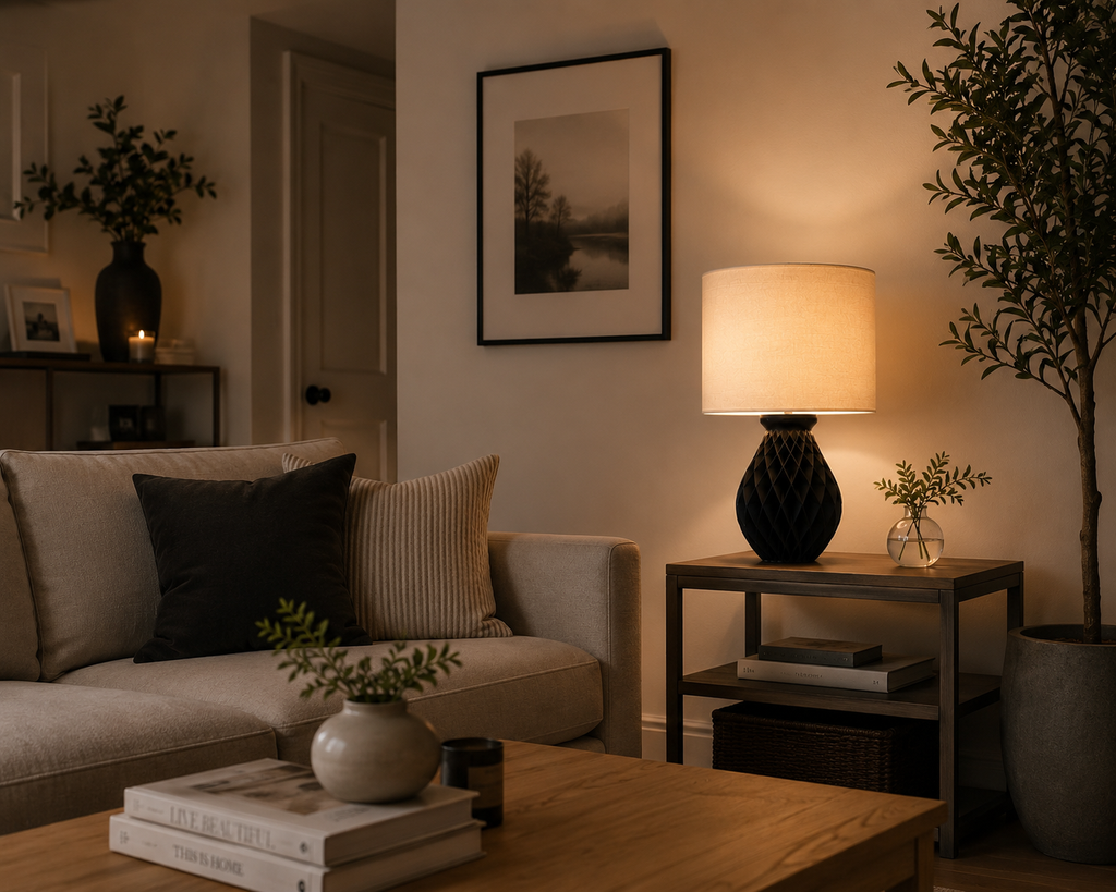 Konio Lamp – 3D Printed Parametric Table Lamp | Matte Black | Modern Home Decor