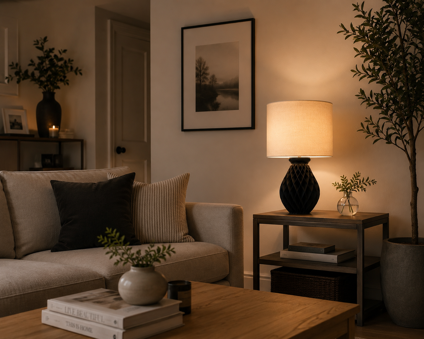 Konio Lamp – 3D Printed Parametric Table Lamp | Matte Black | Modern Home Decor
