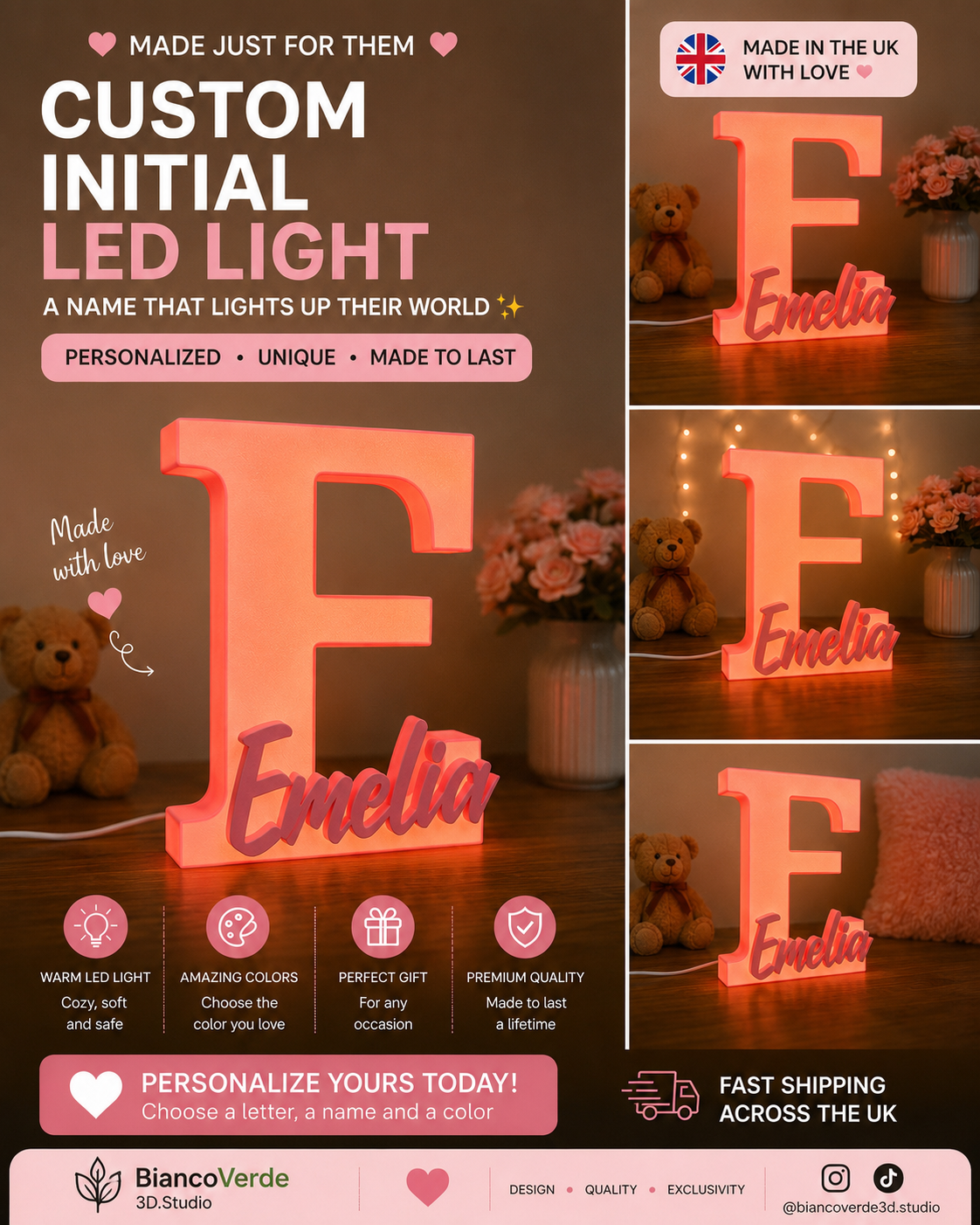 LumiNames – Personalised Illuminated Letter & Name Light