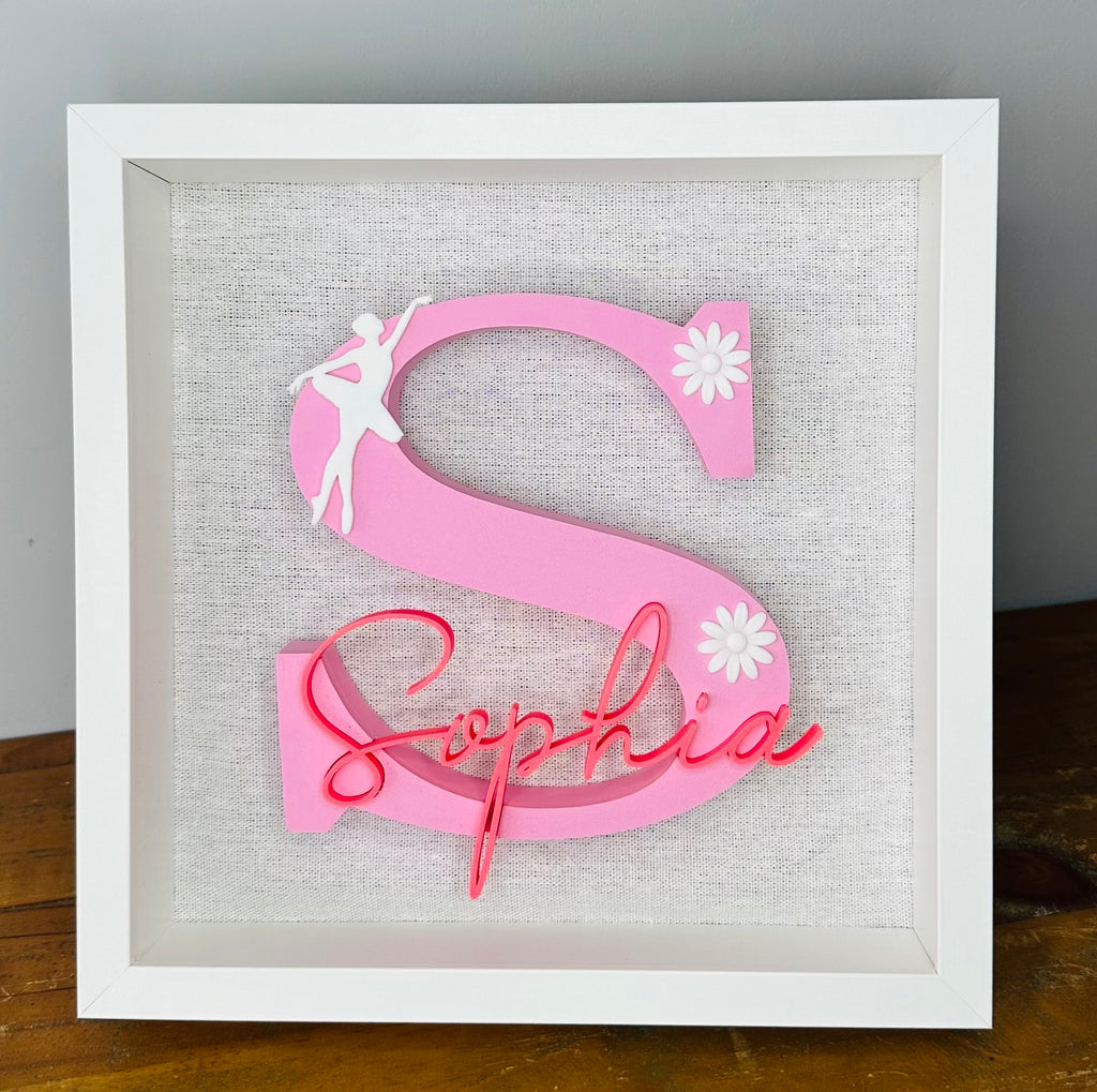 Personalised 3D Name Frame for Children - Custom Initial & Theme